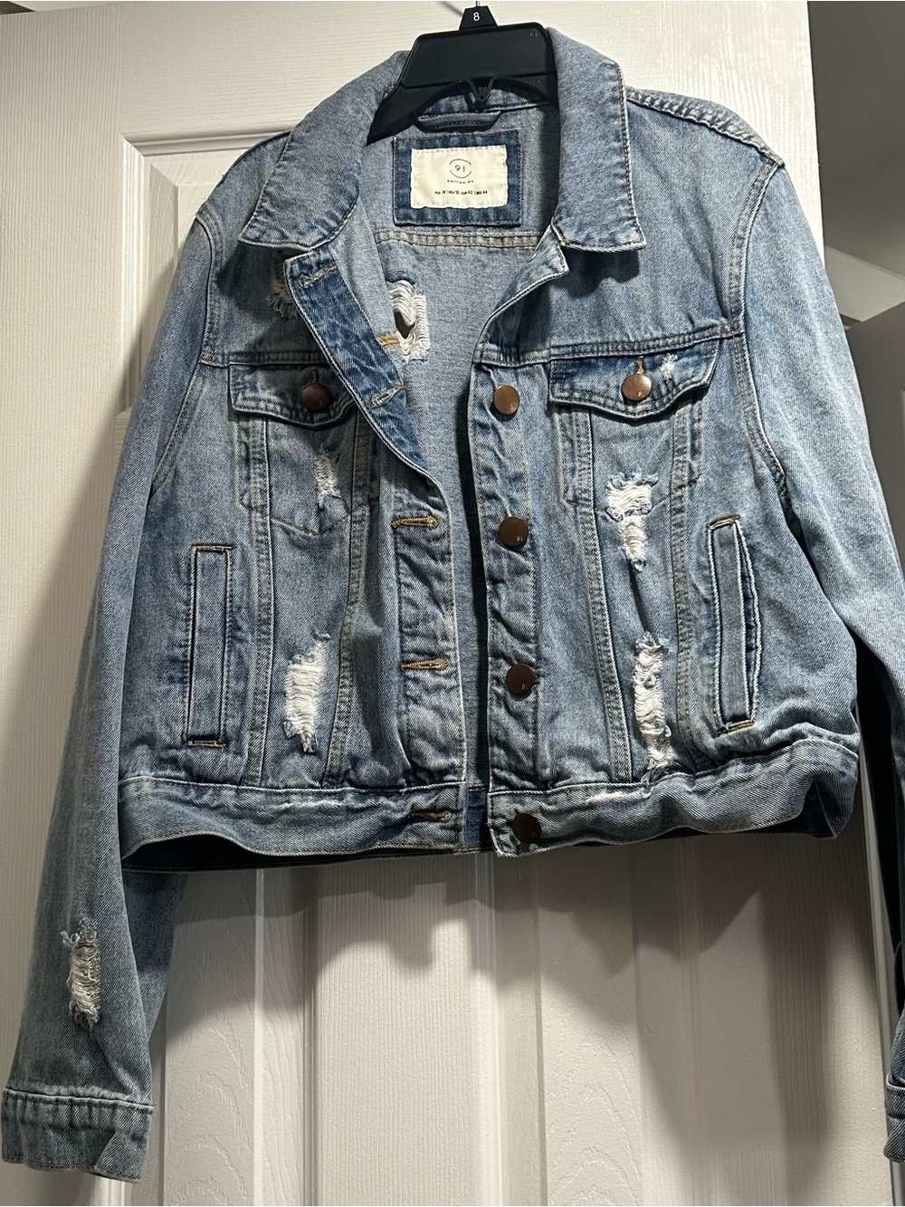 Cotton On Light Blue Distressed Denim Jacket